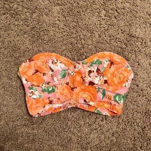 Ladies bustier zip up floral corset top